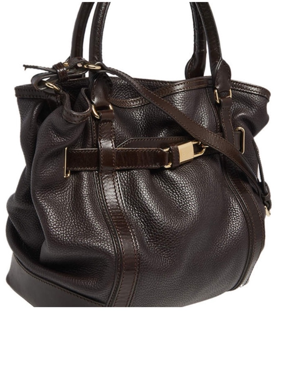 ✨ NWT Burberry London Grainy Leather Medium Golderton Tote - Dark Chocolate
